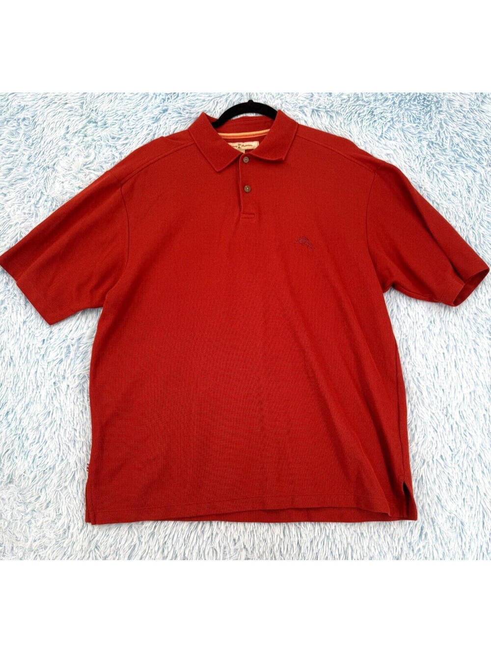 Tommy Bahama Polo Shirt Mens Size Large Orange Short Sleeve Button Up Tropical